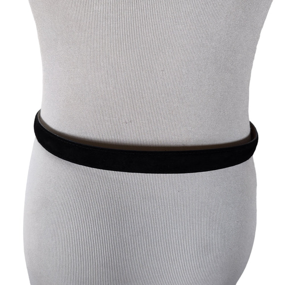 Black Suede Belt Gold Chain Statement Hardware M/L Minimalist Modern main image 11